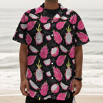 Dragon Fruit Pattern Print Textured Short Sleeve Shirt