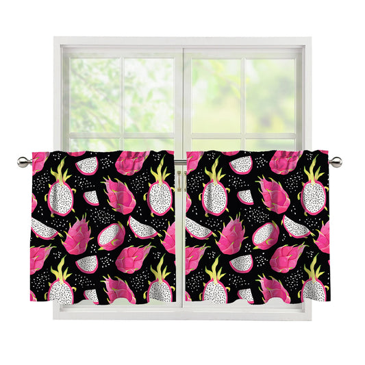 Dragon Fruit Pattern Print Tier Curtains