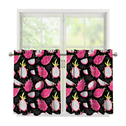 Dragon Fruit Pattern Print Tier Curtains