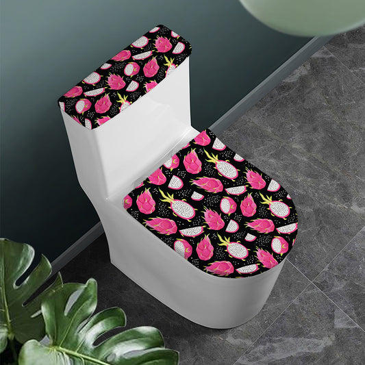 Dragon Fruit Pattern Print Toilet Lid And Tank Cover Set