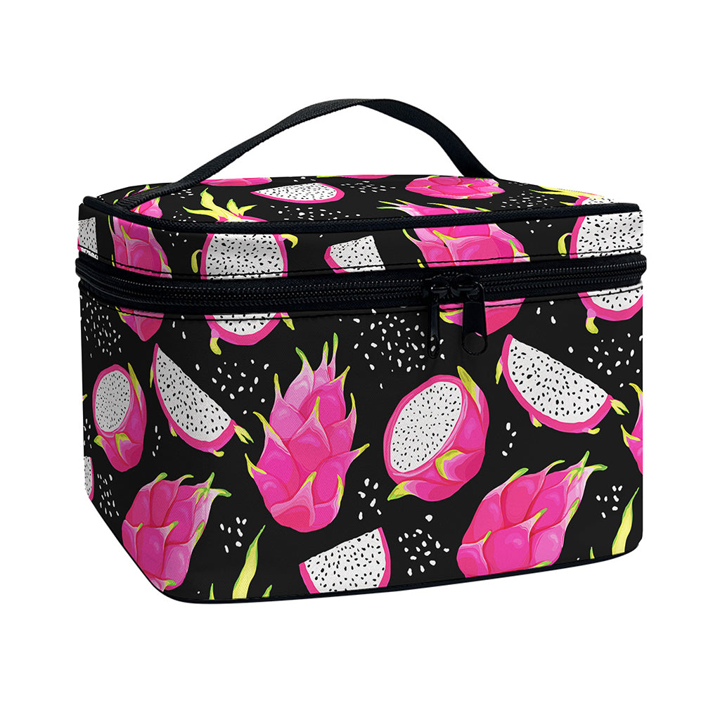 Dragon Fruit Pattern Print Travel Makeup Bag