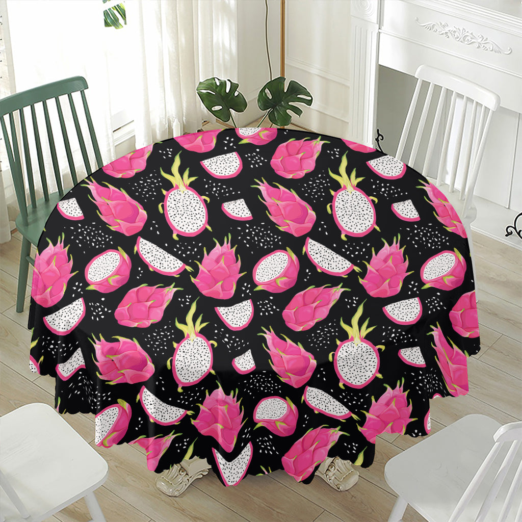 Dragon Fruit Pattern Print Waterproof Round Tablecloth