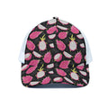 Dragon Fruit Pattern Print White Mesh Trucker Hat