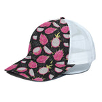 Dragon Fruit Pattern Print White Mesh Trucker Cap