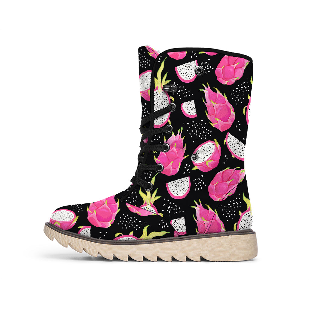 Dragon Fruit Pattern Print Winter Boots