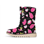 Dragon Fruit Pattern Print Winter Boots