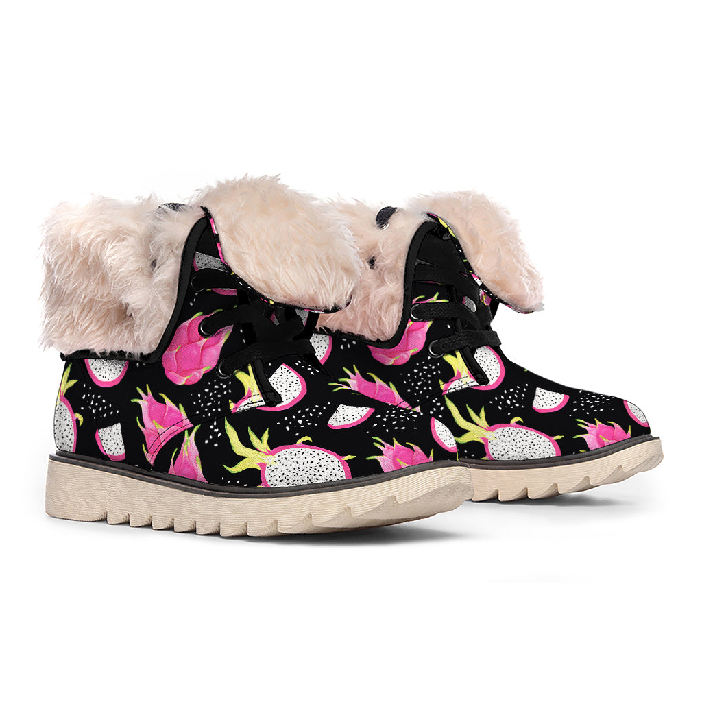 Dragon Fruit Pattern Print Winter Boots