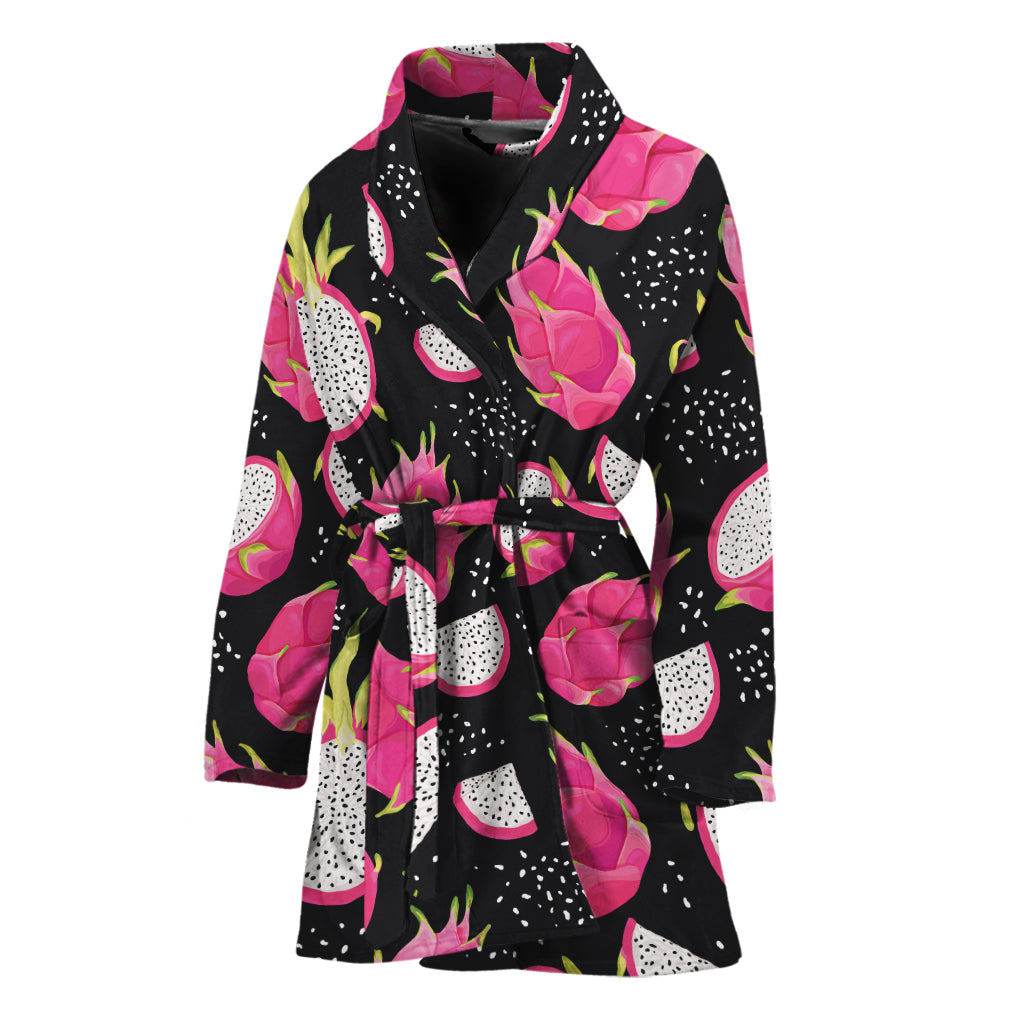 Dragon Fruit Pattern Print Women's Bathrobe