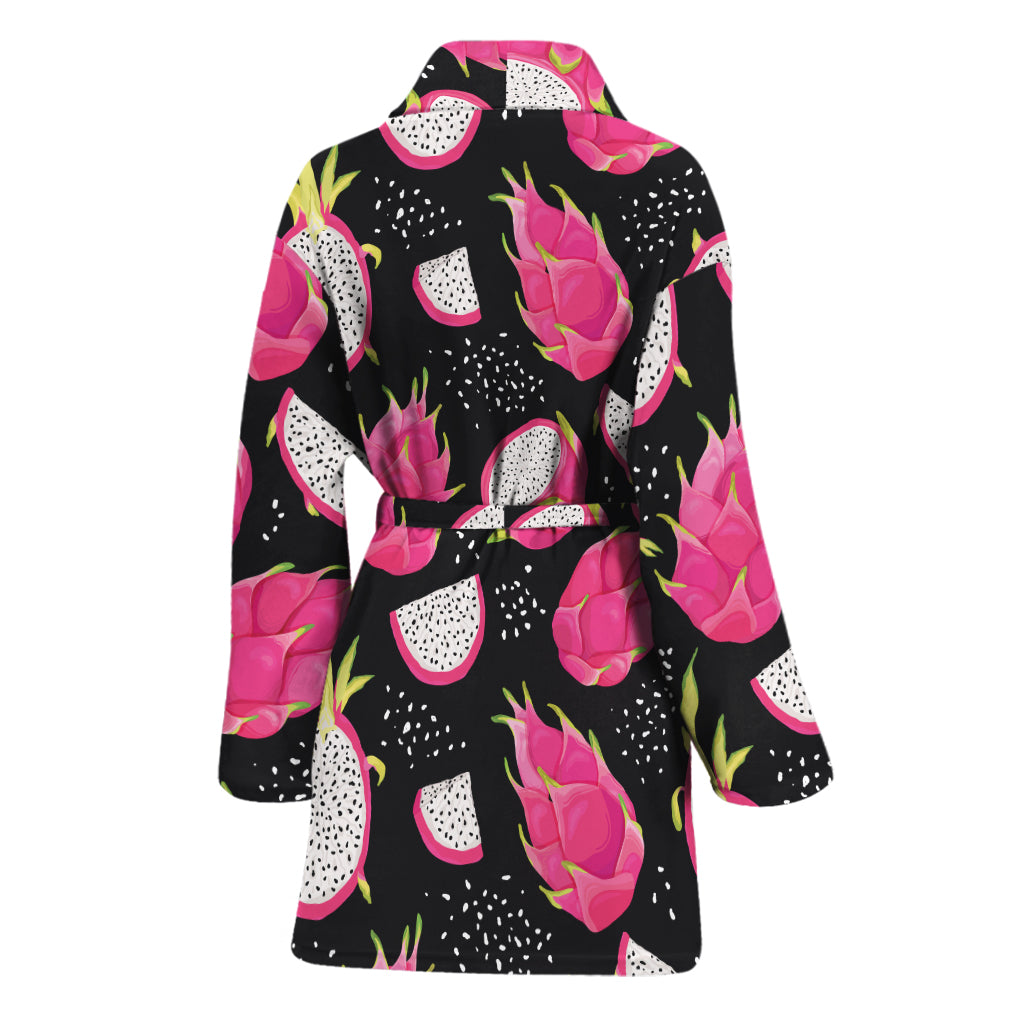 Dragon Fruit Pattern Print Women's Bathrobe