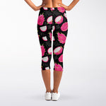 Dragon Fruit Pattern Print Women's Capri Leggings