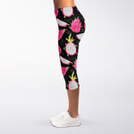 Dragon Fruit Pattern Print Women's Capri Leggings