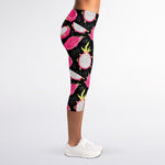 Dragon Fruit Pattern Print Women's Capri Leggings