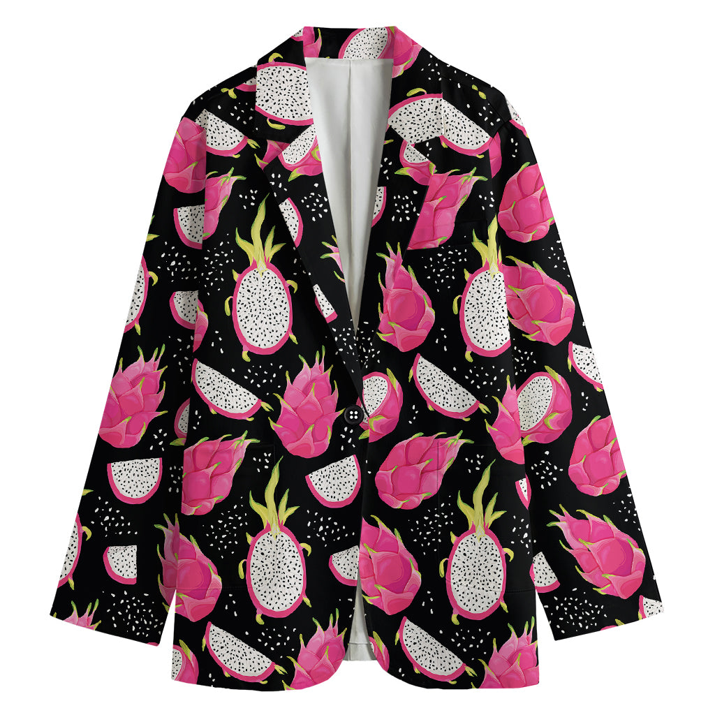 Dragon Fruit Pattern Print Women's Cotton Blazer