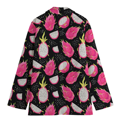 Dragon Fruit Pattern Print Women's Cotton Blazer
