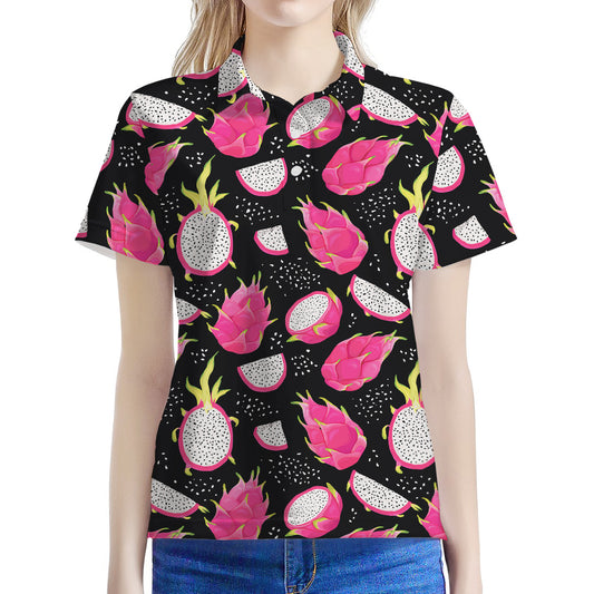 Dragon Fruit Pattern Print Women's Polo Shirt