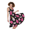 Dragon Fruit Pattern Print Sleeveless Knee Length Dress