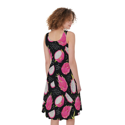 Dragon Fruit Pattern Print Women's Sleeveless Dress