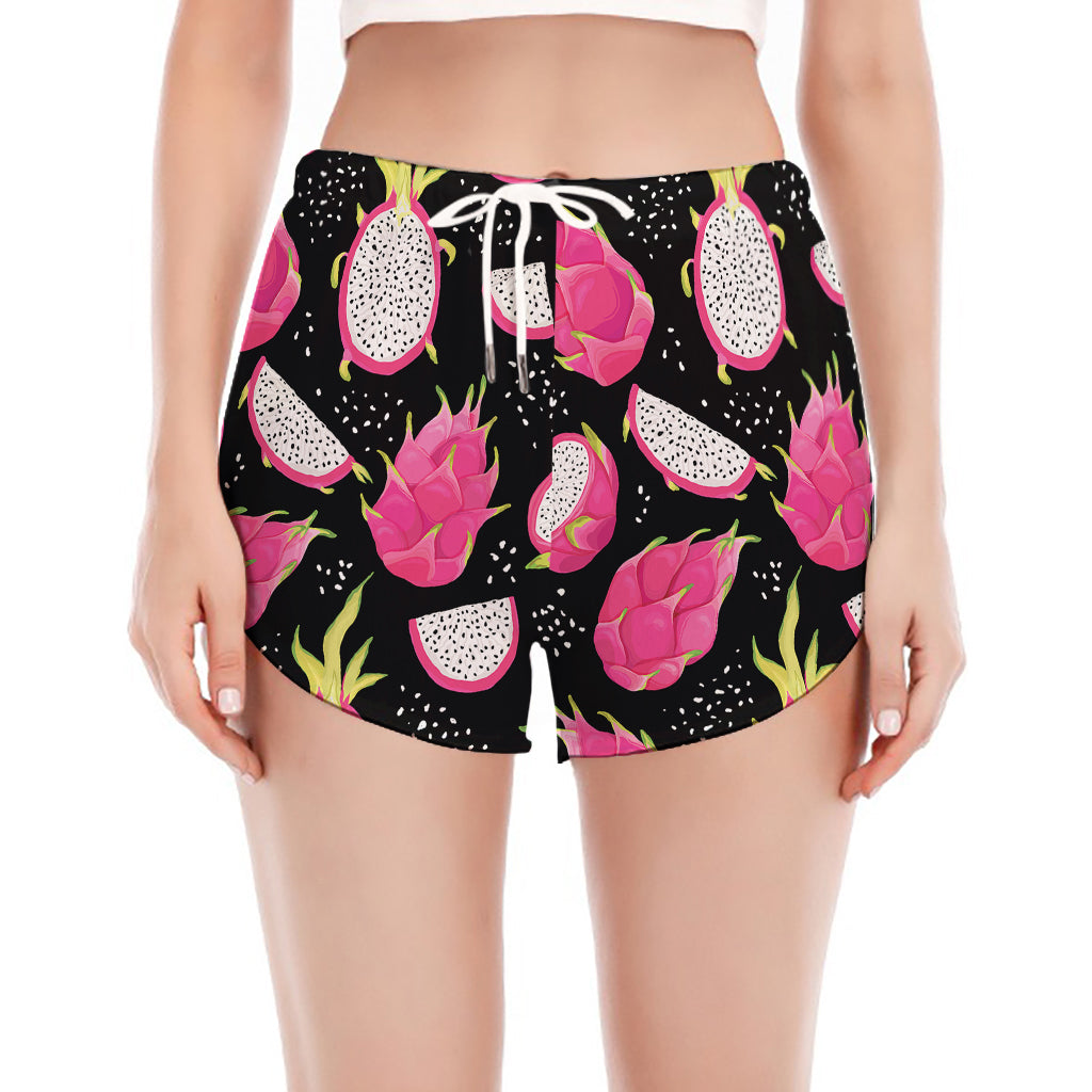 Dragon Fruit Pattern Print Women's Split Running Shorts