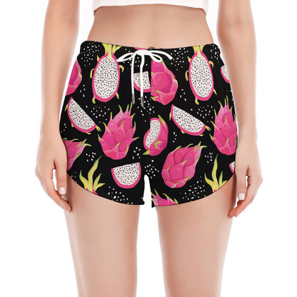 Dragon Fruit Pattern Print Women's Split Running Shorts