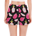 Dragon Fruit Pattern Print Women's Split Running Shorts
