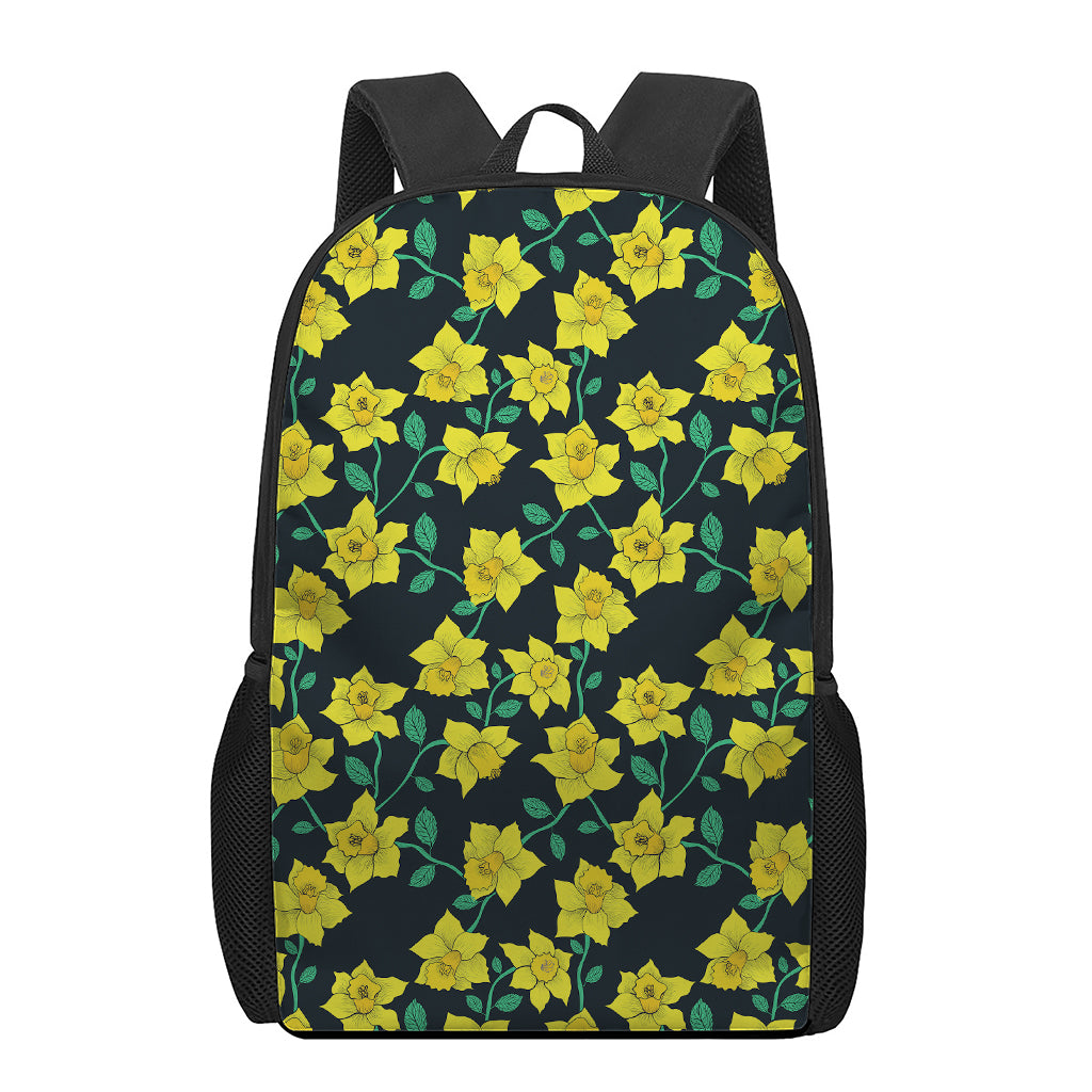 Drawing Daffodil Flower Pattern Print 17 Inch Backpack