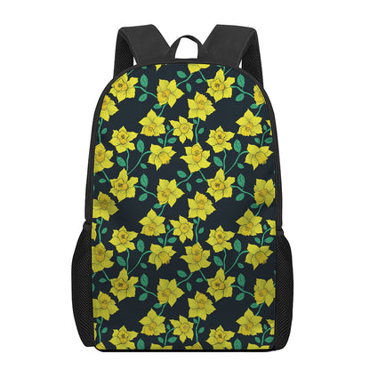 Drawing Daffodil Flower Pattern Print 17 Inch Backpack