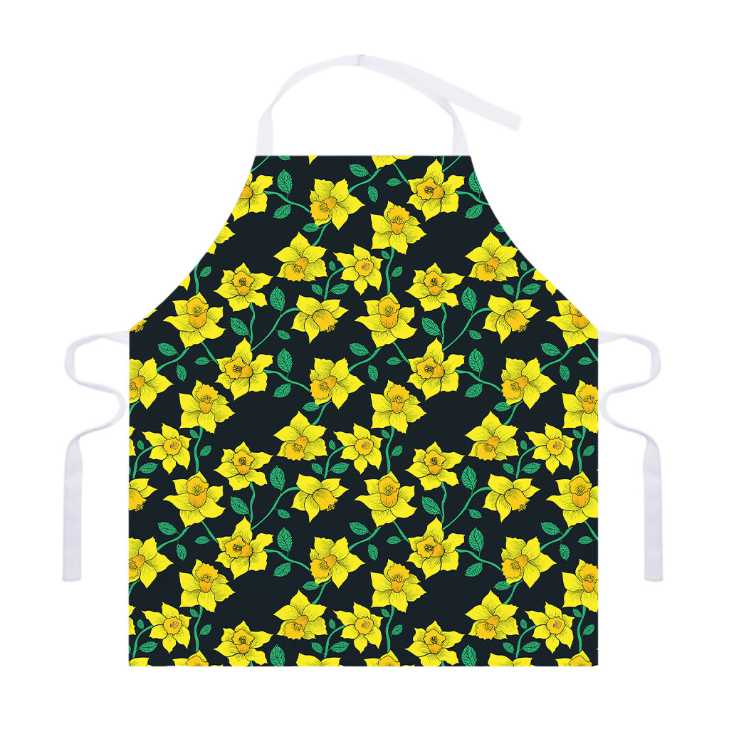 Drawing Daffodil Flower Pattern Print Adjustable Apron