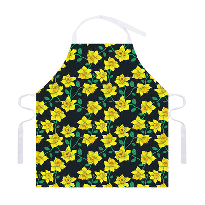 Drawing Daffodil Flower Pattern Print Adjustable Apron