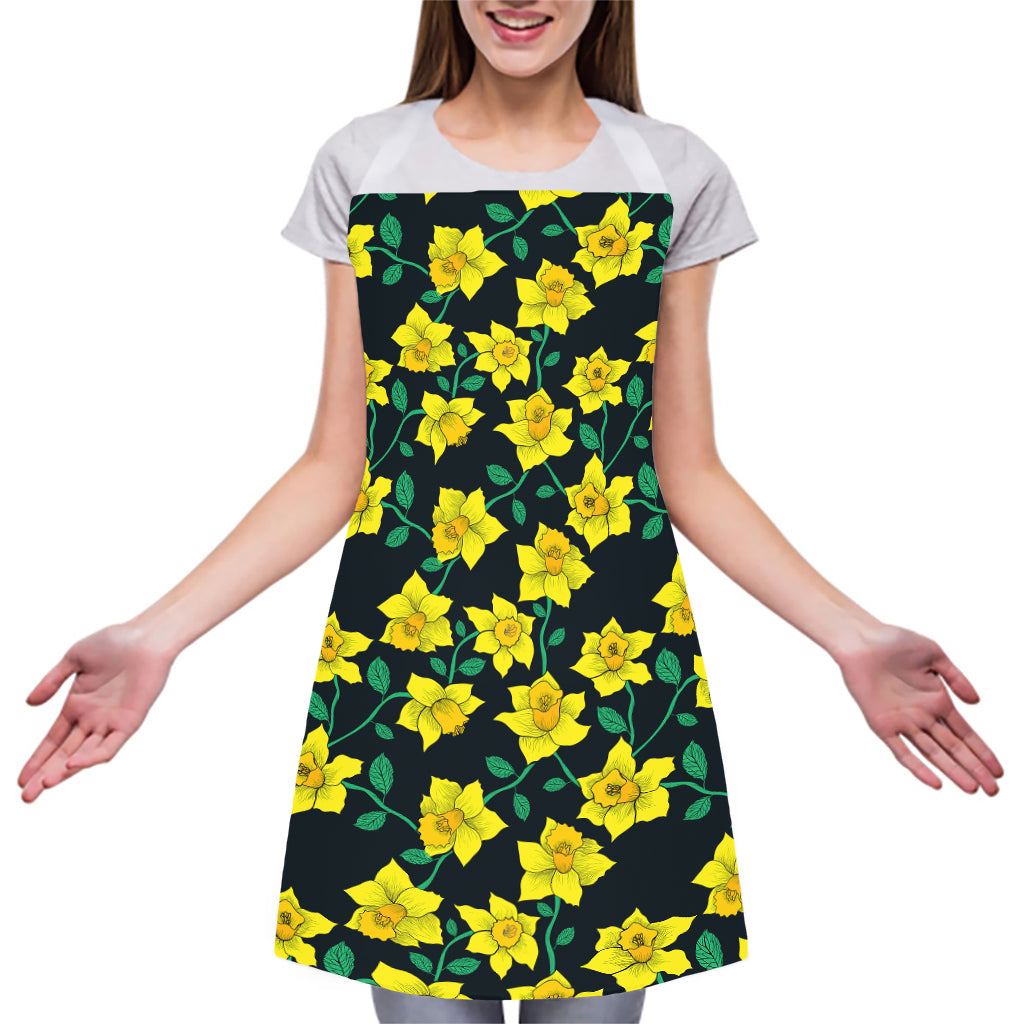 Drawing Daffodil Flower Pattern Print Adjustable Apron