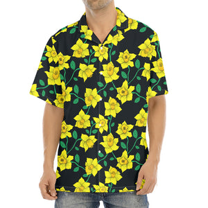 Drawing Daffodil Flower Pattern Print Aloha Shirt