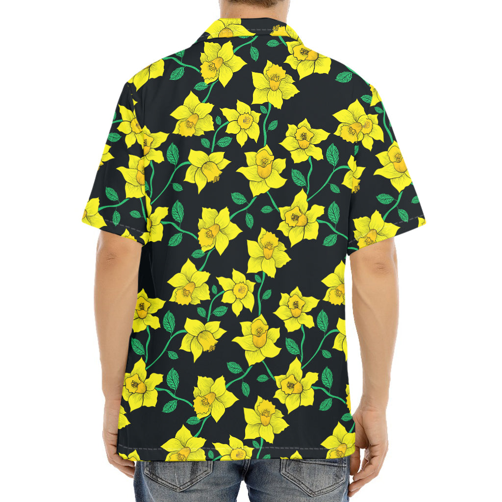 Drawing Daffodil Flower Pattern Print Aloha Shirt