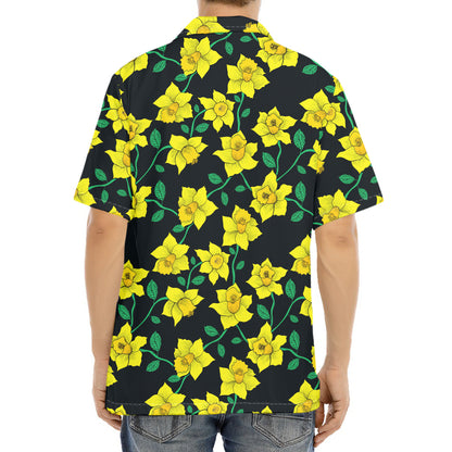Drawing Daffodil Flower Pattern Print Aloha Shirt