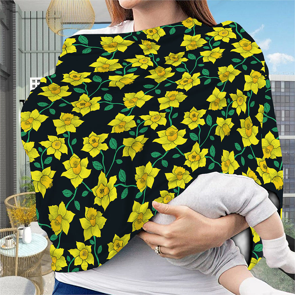 Drawing Daffodil Flower Pattern Print Baby Seat Cover