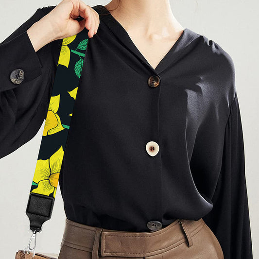 Drawing Daffodil Flower Pattern Print Bag Strap