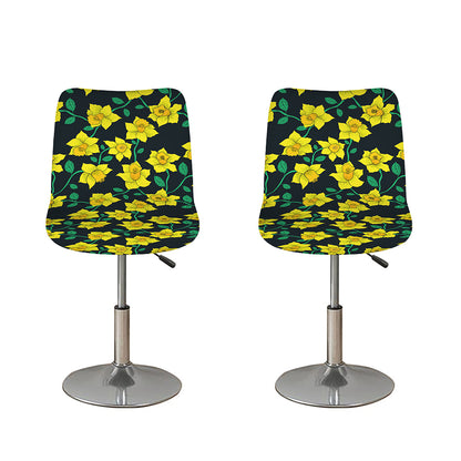 Drawing Daffodil Flower Pattern Print Bar Stool Covers