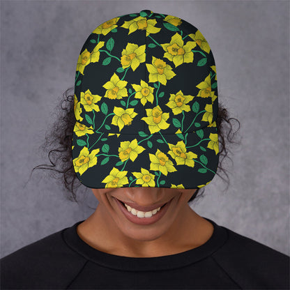 Drawing Daffodil Flower Pattern Print Baseball Cap