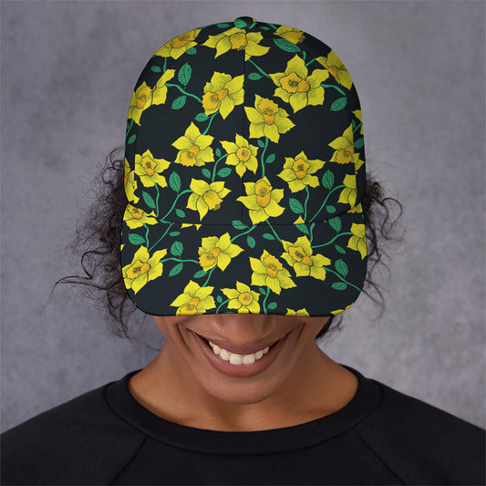 Drawing Daffodil Flower Pattern Print Baseball Cap