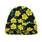 Drawing Daffodil Flower Pattern Print Beanie