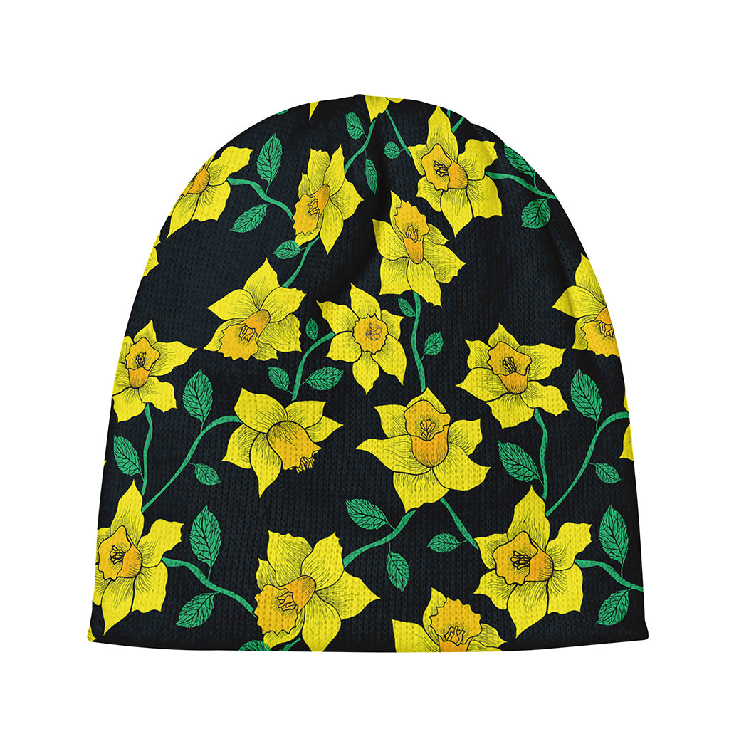 Drawing Daffodil Flower Pattern Print Beanie