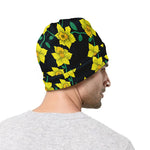 Drawing Daffodil Flower Pattern Print Beanie