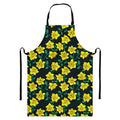 Drawing Daffodil Flower Pattern Print Bib Apron With Pocket