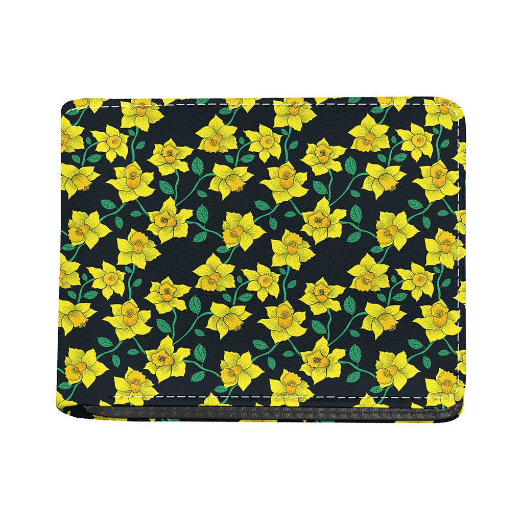 Drawing Daffodil Flower Pattern Print Bifold Wallet