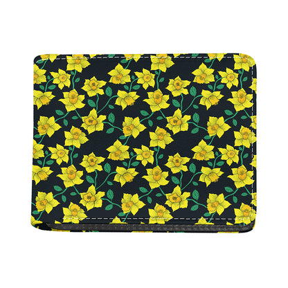 Drawing Daffodil Flower Pattern Print Bifold Wallet