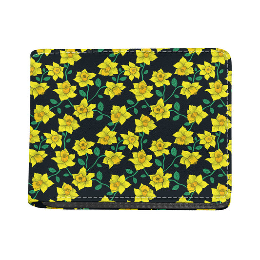 Drawing Daffodil Flower Pattern Print Bifold Wallet