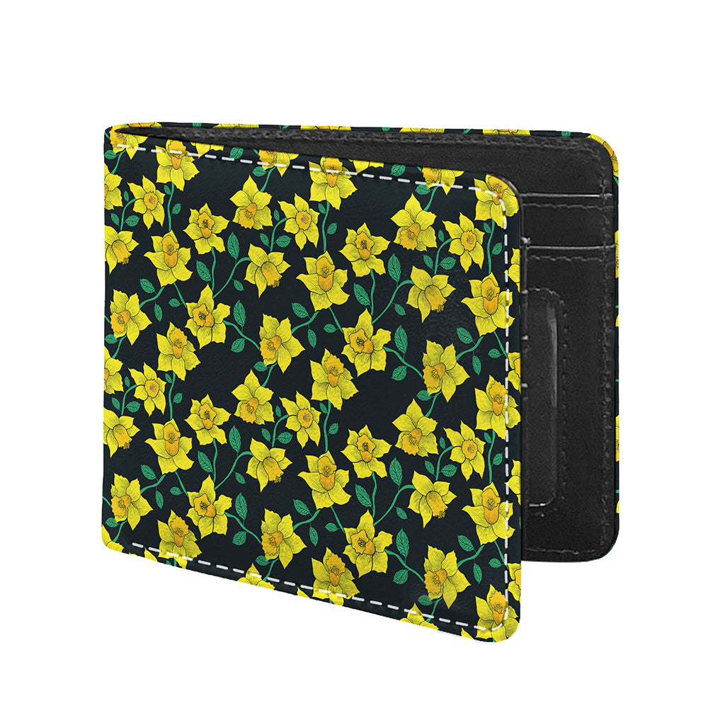 Drawing Daffodil Flower Pattern Print Bifold Wallet
