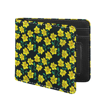 Drawing Daffodil Flower Pattern Print Bifold Wallet