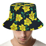 Drawing Daffodil Flower Pattern Print Bucket Hat