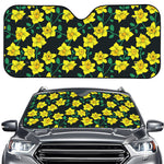 Drawing Daffodil Flower Pattern Print Car Windshield Sun Shade