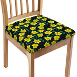Drawing Daffodil Flower Pattern Print Chair Cushion Cover