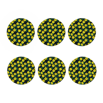 Drawing Daffodil Flower Pattern Print Coaster Set
